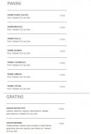 Menu Andiamo - Paninis, gratins