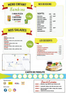 Menu Pizzeria Kiosque - Les menu enfant, salades, ...