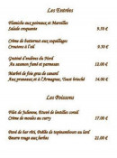 Carte et menu de Auberge de Pont l'Evêque à Pont l'Eveque — Les entrées et poissons