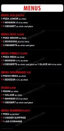Menu Pizza roma - Les menus