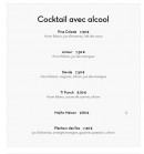 Menu Taj Mahal - Cocktails avec alcool
