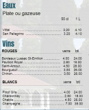 Menu Château de Quesmy - Les eaux et vins