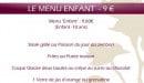 Menu Bagnoles Hotel - Le menu enfant
