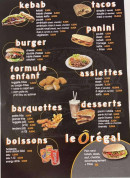 Menu Ô Régal - Les tacos, paninis et assiettes,...