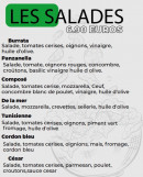 Menu The 716 - Les salades