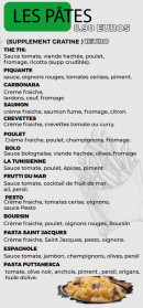 Menu The 716 - Les pates