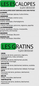 Menu The 716 - Les escalopes et gratins