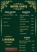 Menu L’Avenue - Menu enfant, desserts et glaces