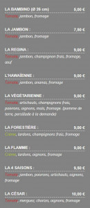 Menu La Pat'A Pizza - Les pizzas