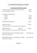 Menu Hotel de la Plage - Les spécialités saveur de la mer