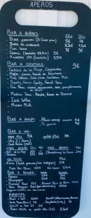 Menu La Plage - Les aperos
