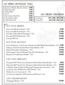 Menu La Petite Marmite - Les bières, vins et champagnes