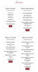 Menu L'Escale - Les menus 