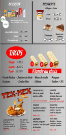 Menu La casa della pizza - Les boissons, desserts et tacos,...