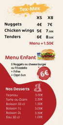 Menu Taco’Naan - Menu enfant,tex mex et dessert