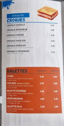 Carte et menu de Fds  friterie du stade à Cauchy A la Tour — Croques, galette