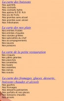 Menu Le feu de bois - Les plats, fromages, desserts,...