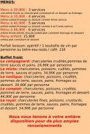 Menu Le feu de bois - Les menus et buffets froids