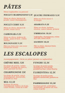 Menu Mia Ristorante - Les pates et les escalopes