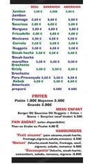 Menu Chez M & Mme Frites - Les sandwiches et frites