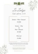 Menu Le Lodge - Tarifs
