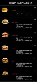 Menu Hollywood Burger - Burgers star