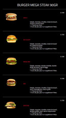 Menu Hollywood Burger - Burgers mega