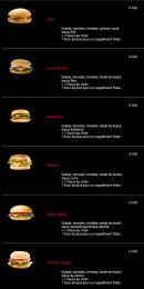 Menu Hollywood Burger - Burgers classiques suite