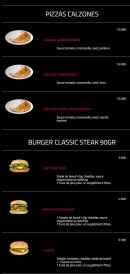 Menu Hollywood Burger - Pizzas calzones et burgers classiques