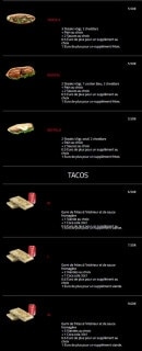 Menu Hollywood Burger - Sandwichs et tacos