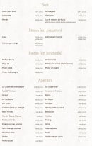 Menu Hôtel de La Paix - Les softs, bières et apéritifs