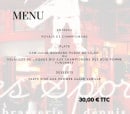 Carte et menu de Café des Sports à Le Touquet Paris Plage — Exemple de menu