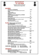 Carte et menu de Restaurant le Vietnam à Le Touquet Paris Plage — Les entrées, plat et desserts