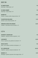 Menu L’Atelier de Zadig - Les rhums et gins