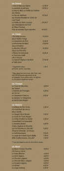 Menu La Terrasse - Les poissons,viandes, fromages...