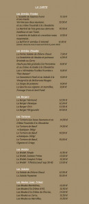 Menu La Terrasse - Les entrées, burgers, tartares...