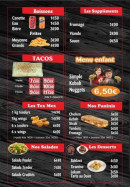 Menu Sultan Kebab - Les boissons, tacos, tex mex...