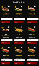 Menu Be Bop City - Menu sandwich