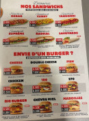 Menu La Scampia - Les sandwichs et burgers