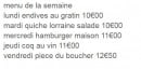 Menu Chez Paco - Exemple de menu de la semaine