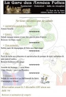 Carte et menu de La gare des années folles à Sailly sur la Lys — Les menus