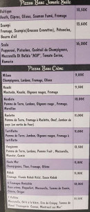 Menu La scala - Pizzas base tomate suite et crème fraîche