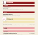 Menu Carmela - Les vins rouges, vins blancs et vins rosés