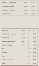 Menu Extrême Orient - Les bières à la pression et apéritifs