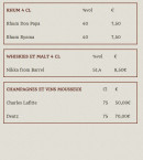 Menu Extrême Orient - Les rhums et whisky, ...