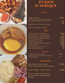 Menu Fusion d’Afrique - Les entrées, plat  et desserts ...