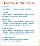 Menu La Criée - Les plateaux de fruit de mer