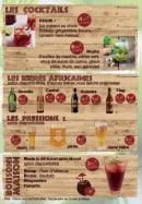 Menu La Grange Africaine - Cocktails, bières et boissons maison 