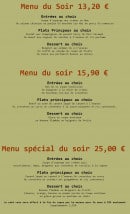 Menu La Tonkinoise - Les menus du soir