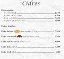 Menu Le 1513 - Cidres
